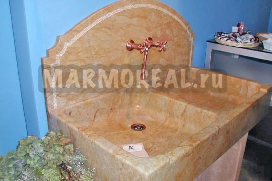 Изделие из мрамора - раковина. Мрамор - Crema Valencia (Крема Валенсия).